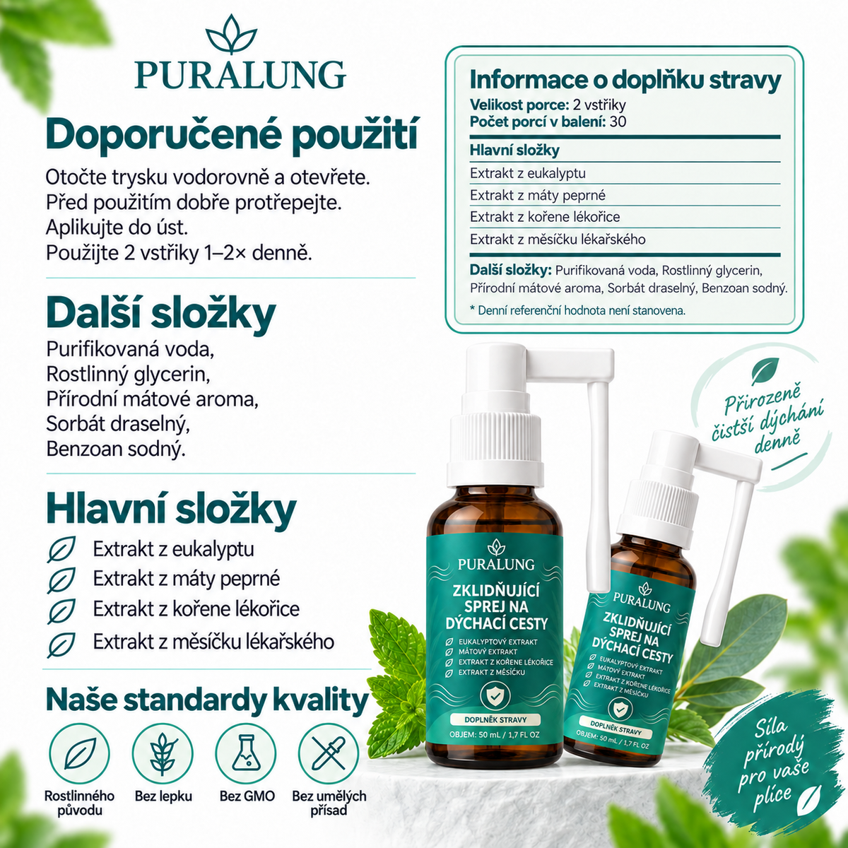 Puralung - sprej pro pohodlné dýchání
