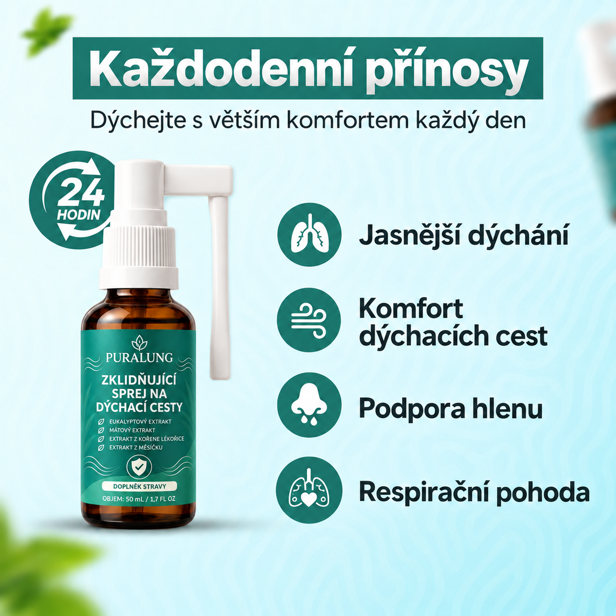 Puralung - sprej pro pohodlné dýchání